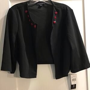 NWT Perceptions black red collar detail cropped dress no button blazer jacket XL